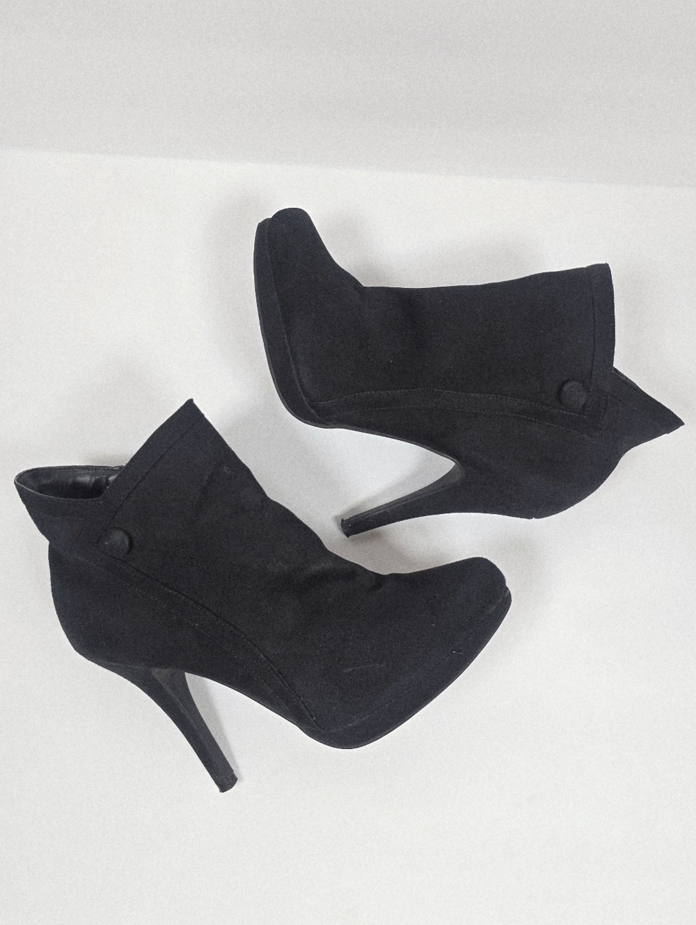 Limelight Black Suede Platform Stiletto Ankle Boots Side Zip Heeled Booties 38 - Picture 2 of 9